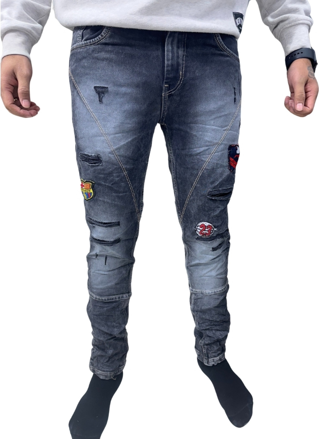 Image of Trimted Regular Men Dark Blue Jeans