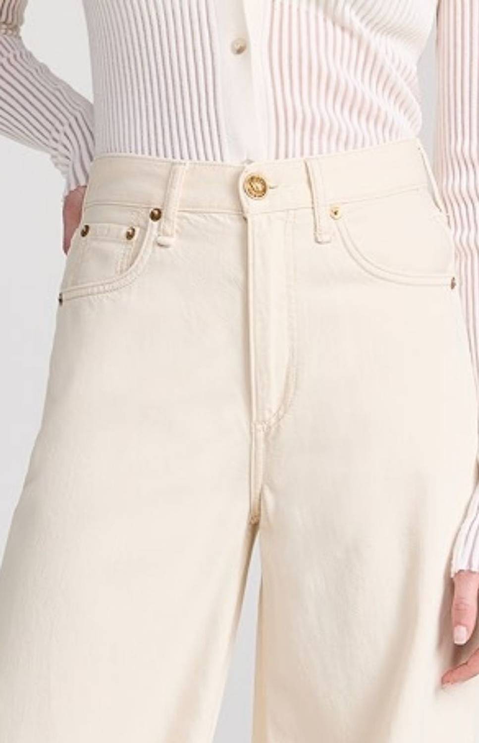 YAMEETINDIA Wide Leg Beige Jeans - Image 4