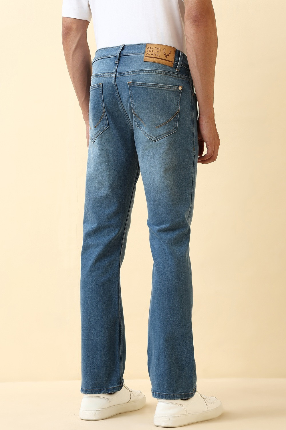 Image of Allen Solly Boot-Leg Men Blue Jeans
