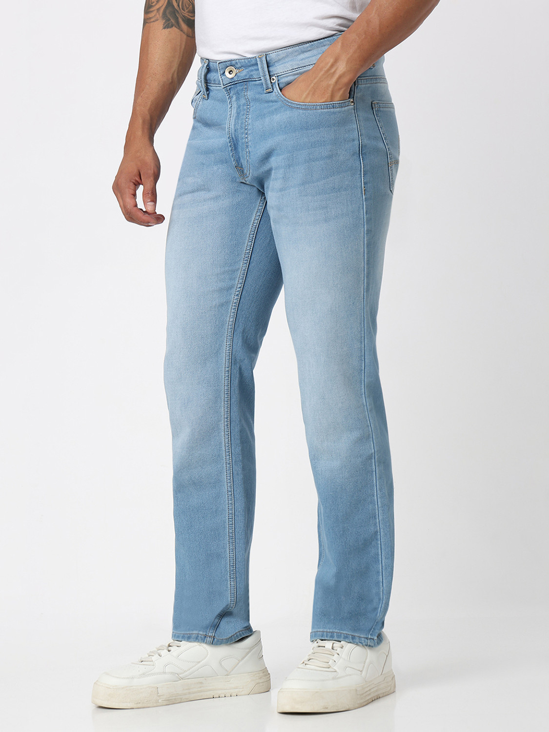 Image of Spykar Slim Men Light Blue Jeans