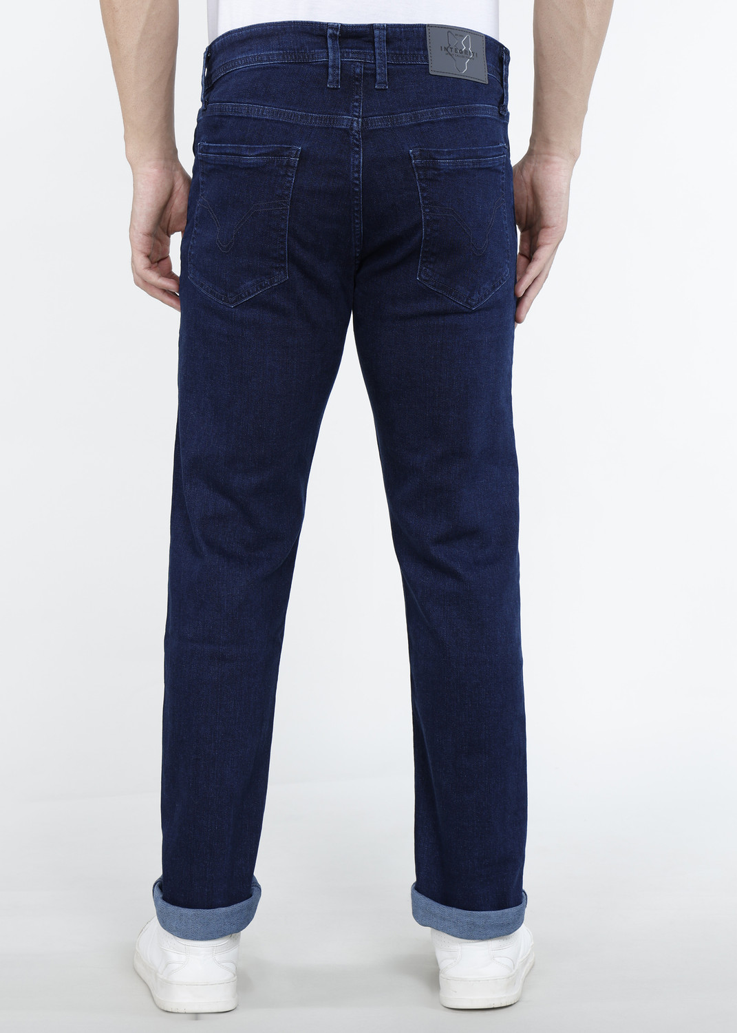 Image of INTEGRITI Men Slim Mid Rise Dark Blue Jeans