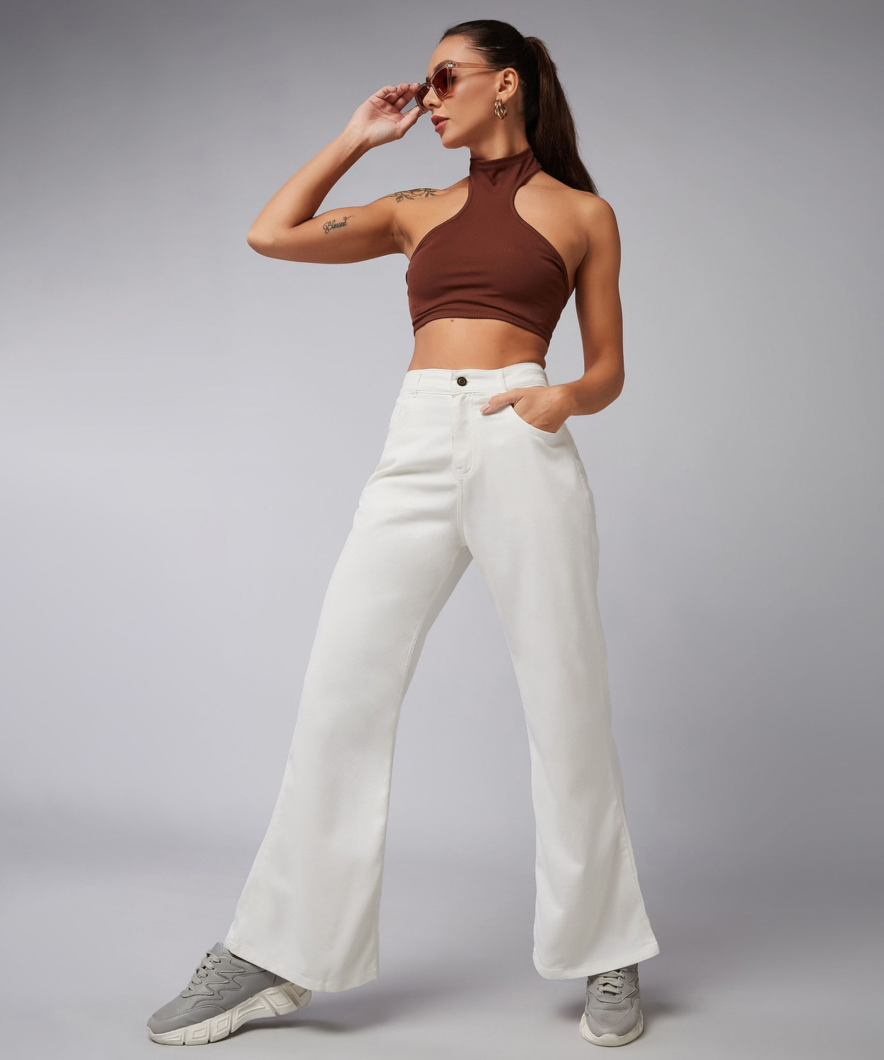 Image of DOLCE CRUDO Boot-Leg Women White Jeans