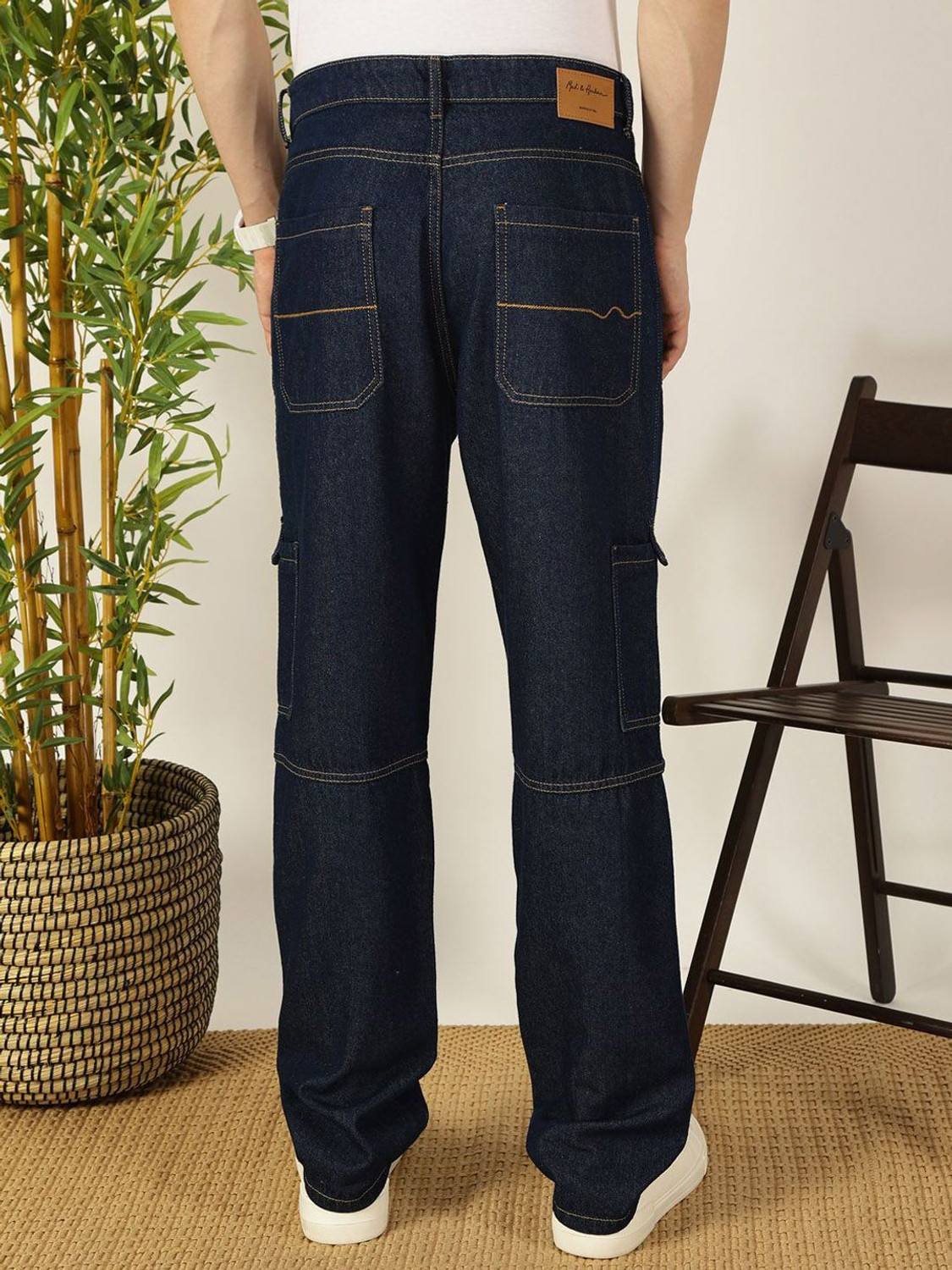 Image of Mast & Harbour Relaxed Fit Men Blue Jeans