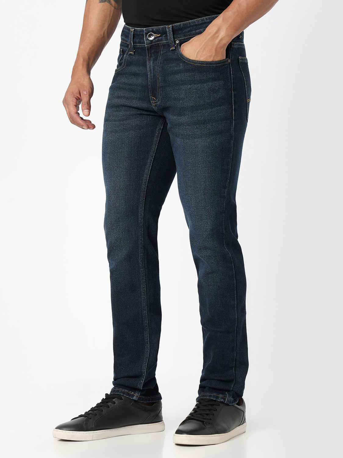Image of Spykar Regular Men Dark Blue Jeans