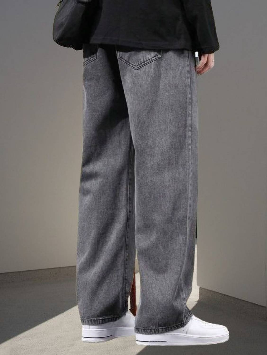 StarForWell Loose Fit Men Grey Jeans - Image 4