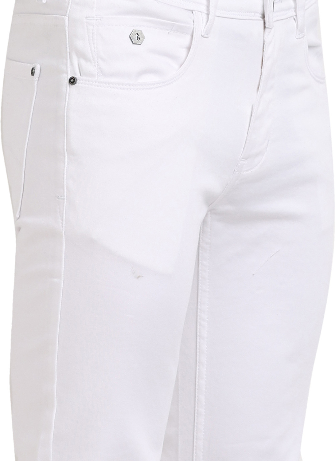 Image of TURTLE Men Tapered Fit Mid Rise White Jeans