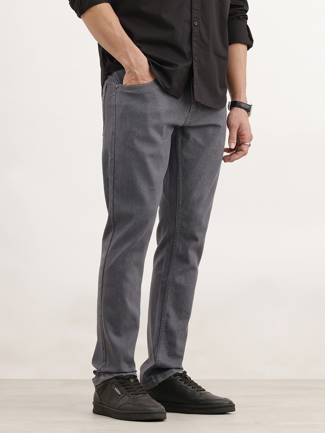 Image of WROGN Slim Men Grey Jeans