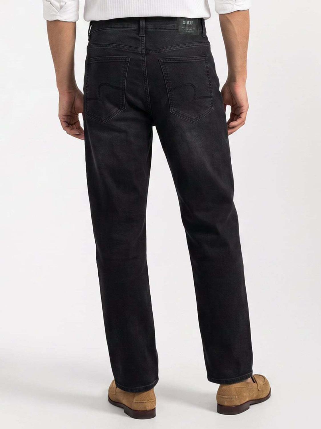 Image of Spykar Straight Fit Men Black Jeans