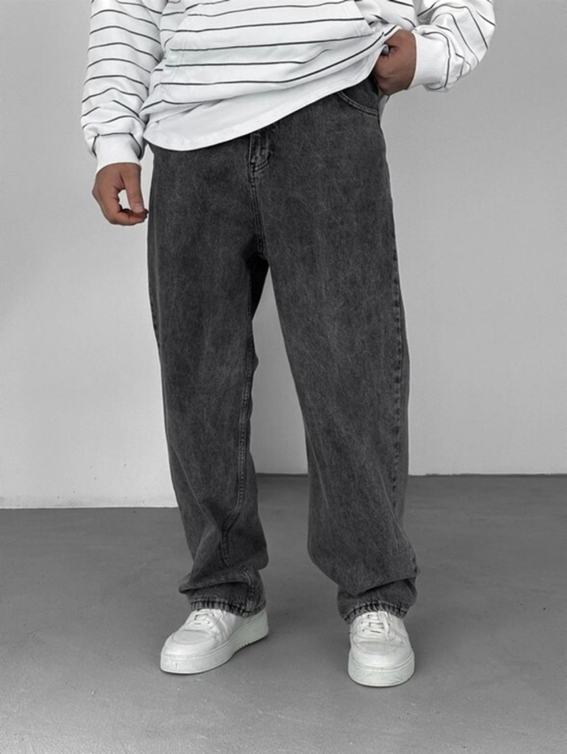 Image of INDIGOX Straight Fit Men Dark Grey Jeans