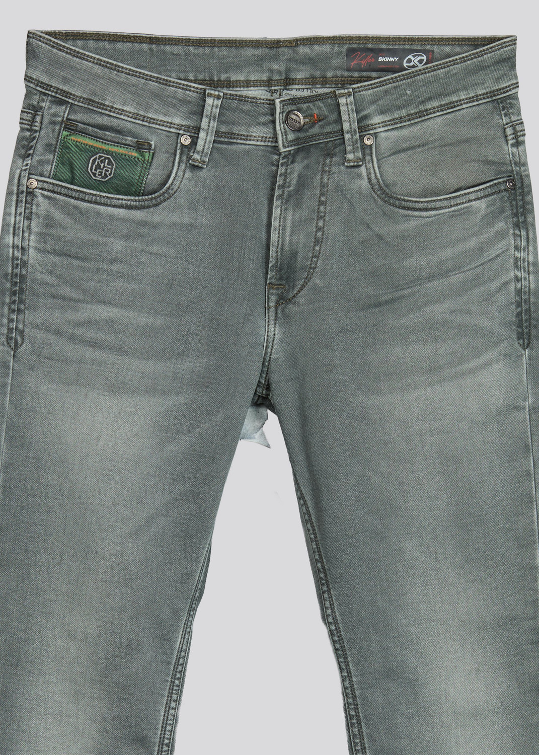 Image of KILLER Men Skinny Mid Rise Dark Green Jeans