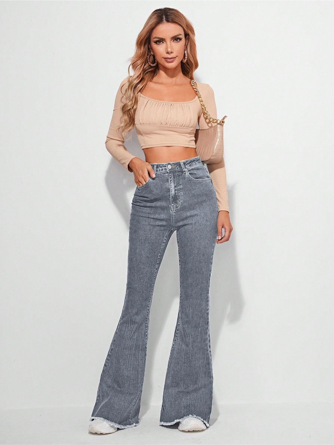 Image of Robecult Boot-Leg Women Grey Jeans