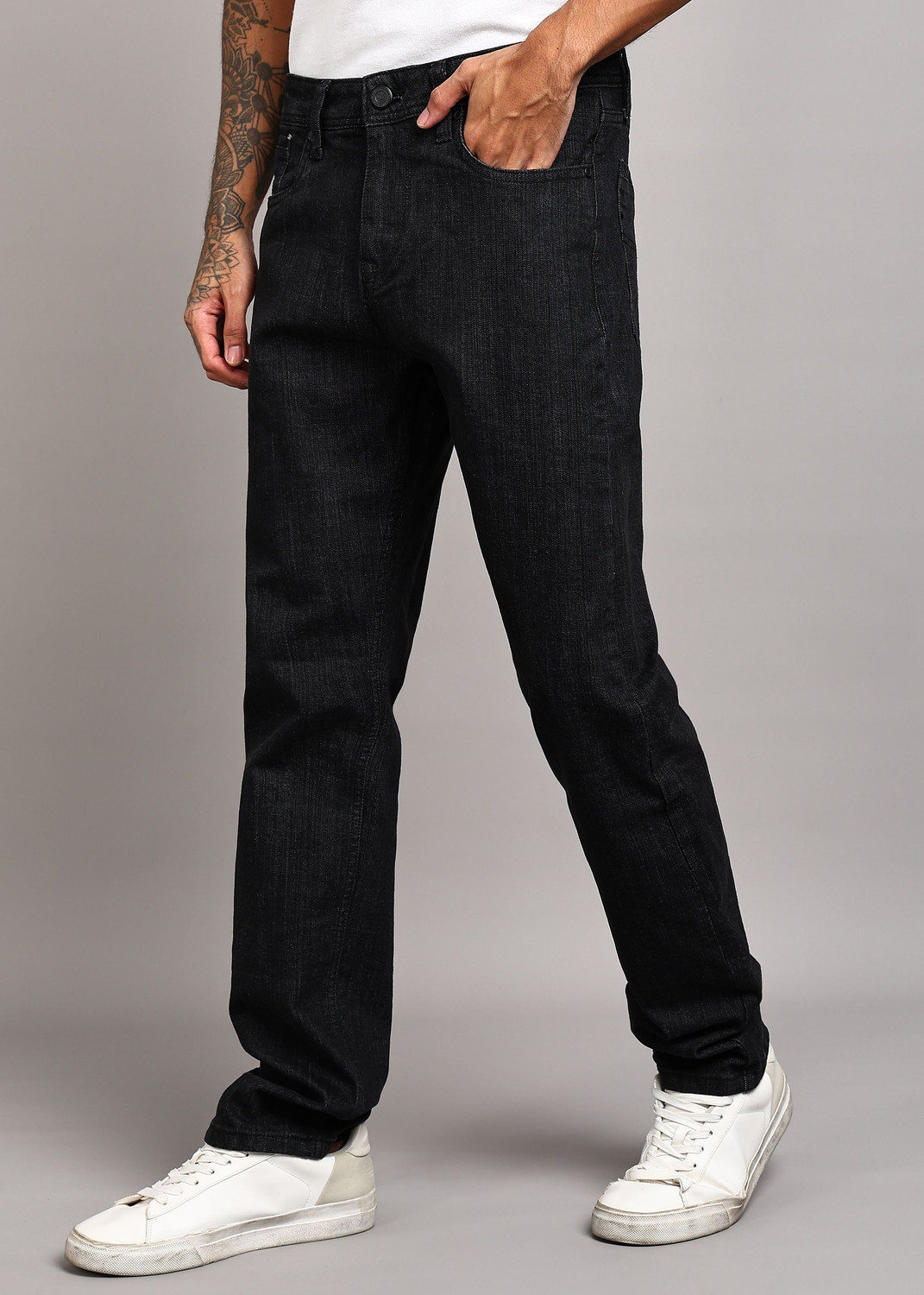 Image of INTEGRITI Men Straight Fit Mid Rise Black Jeans