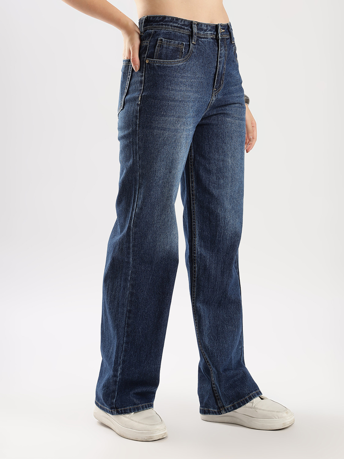 Image of zayla Flared Women Dark Blue Jeans