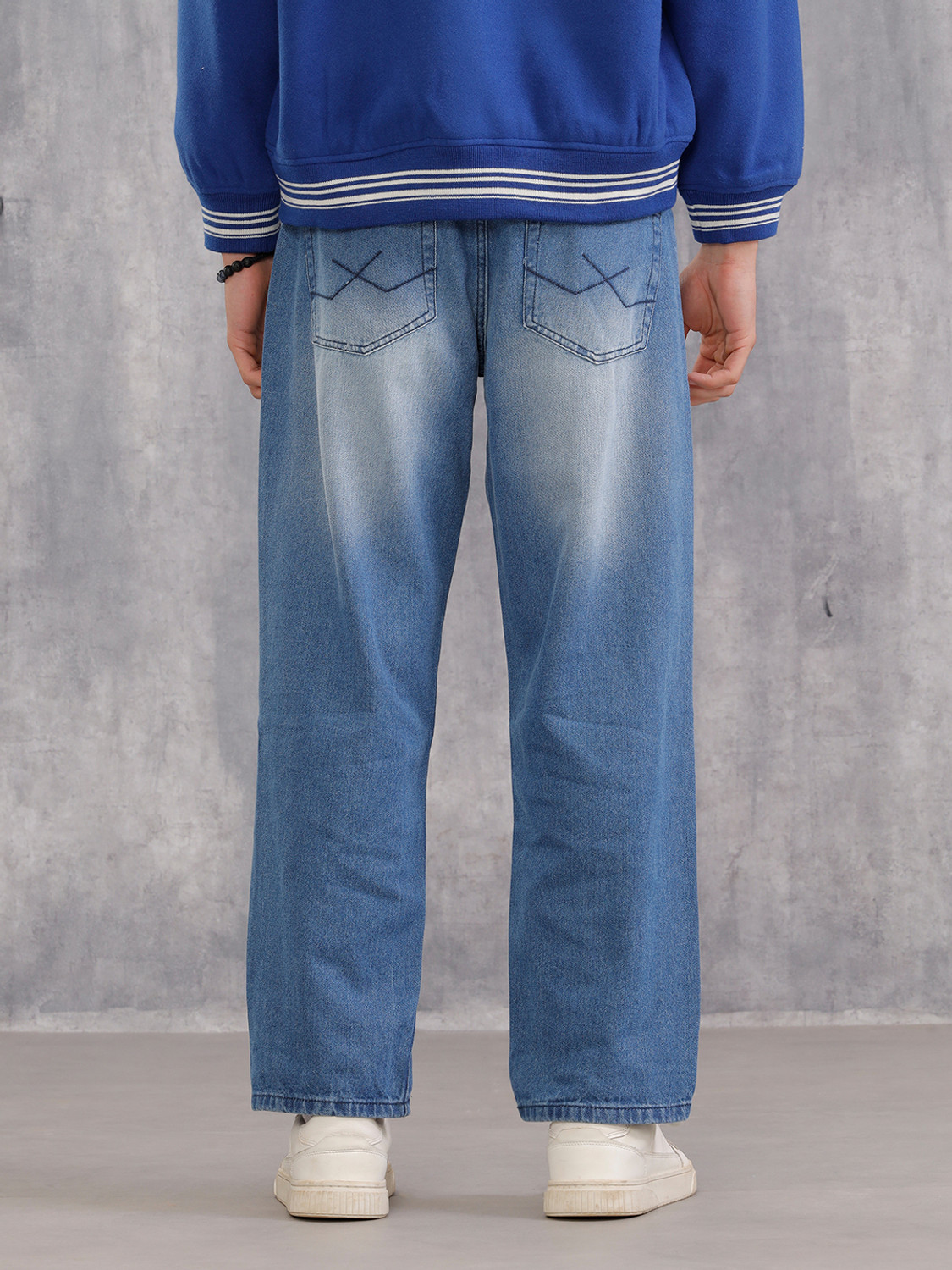 Image of WROGN Loose Fit Men Blue Jeans