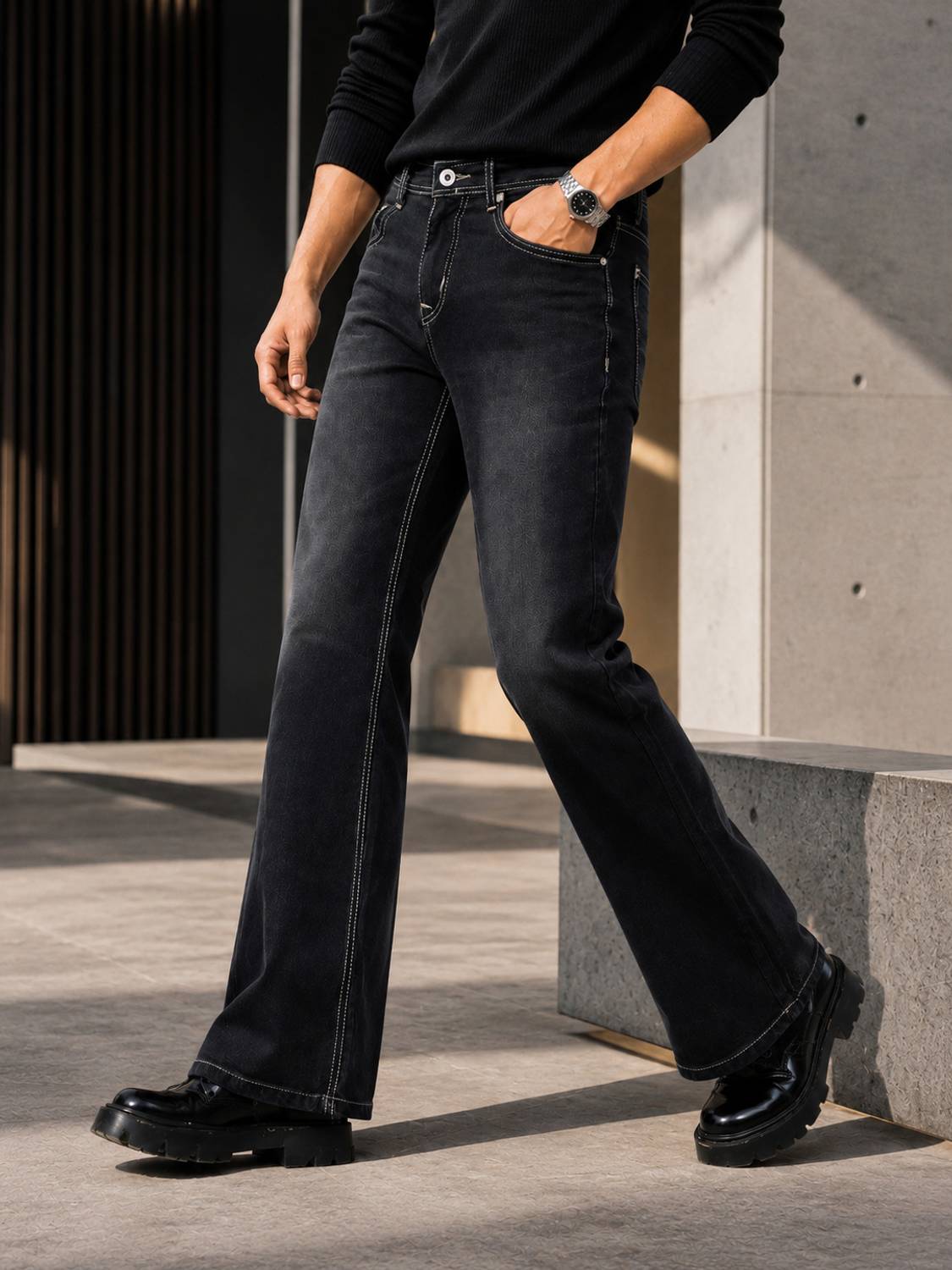 Netyork Boot-Leg Men Dark Grey Jeans - Image 1