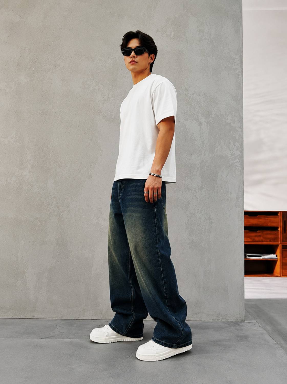 DENIM LOOK Loose Fit Men Dark Blue Jeans - Image 4
