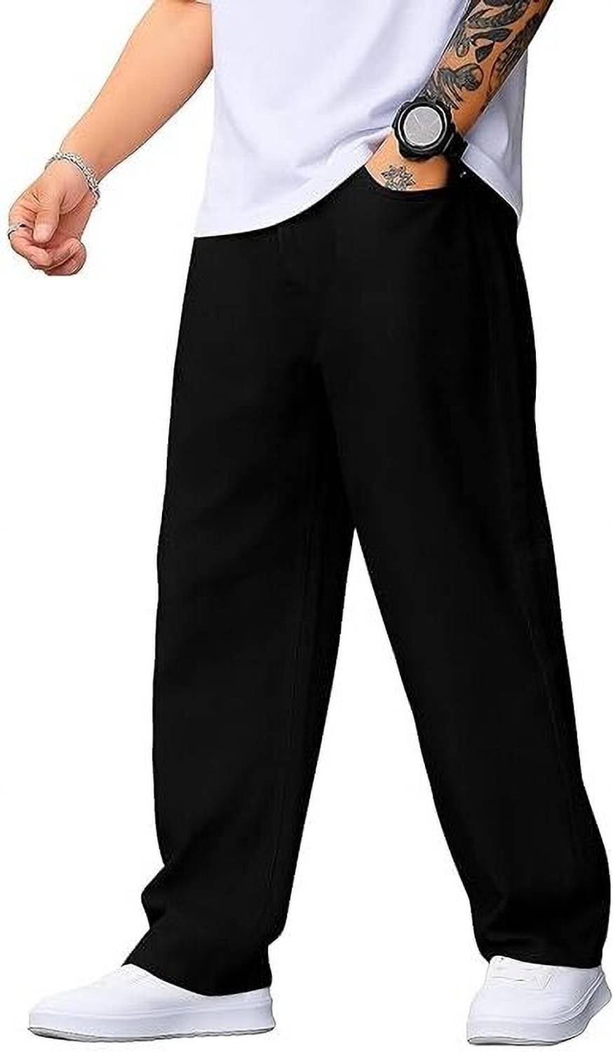 AzzureAttire Loose Fit Black Jeans - Image 1