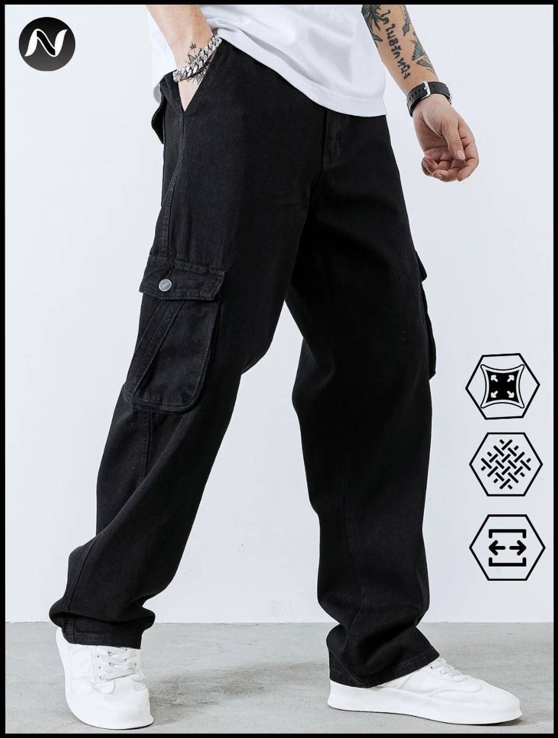TOP Relaxed Fit Men Black Jeans - Image 1