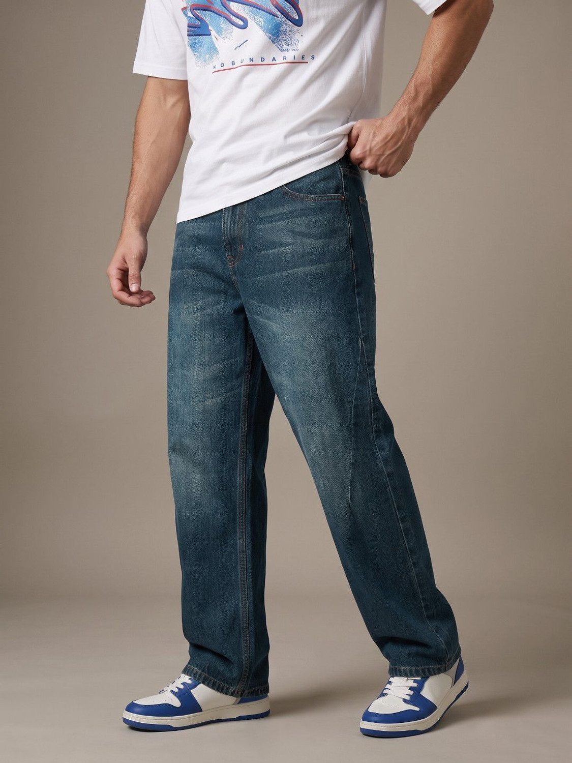 Image of Glitchez Loose Fit Men Blue Jeans