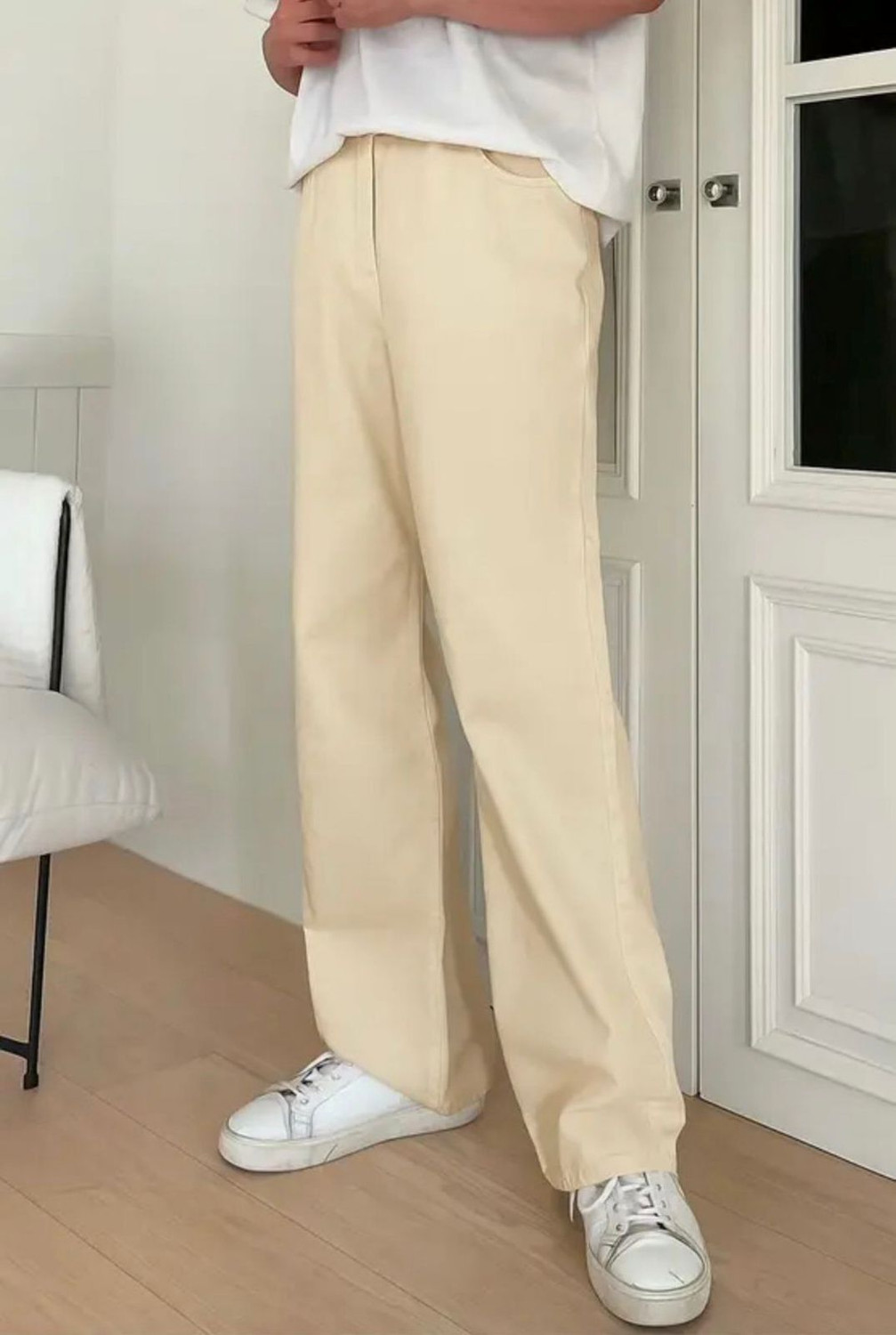 Image of RusticBlooms Loose Fit Men Beige Jeans