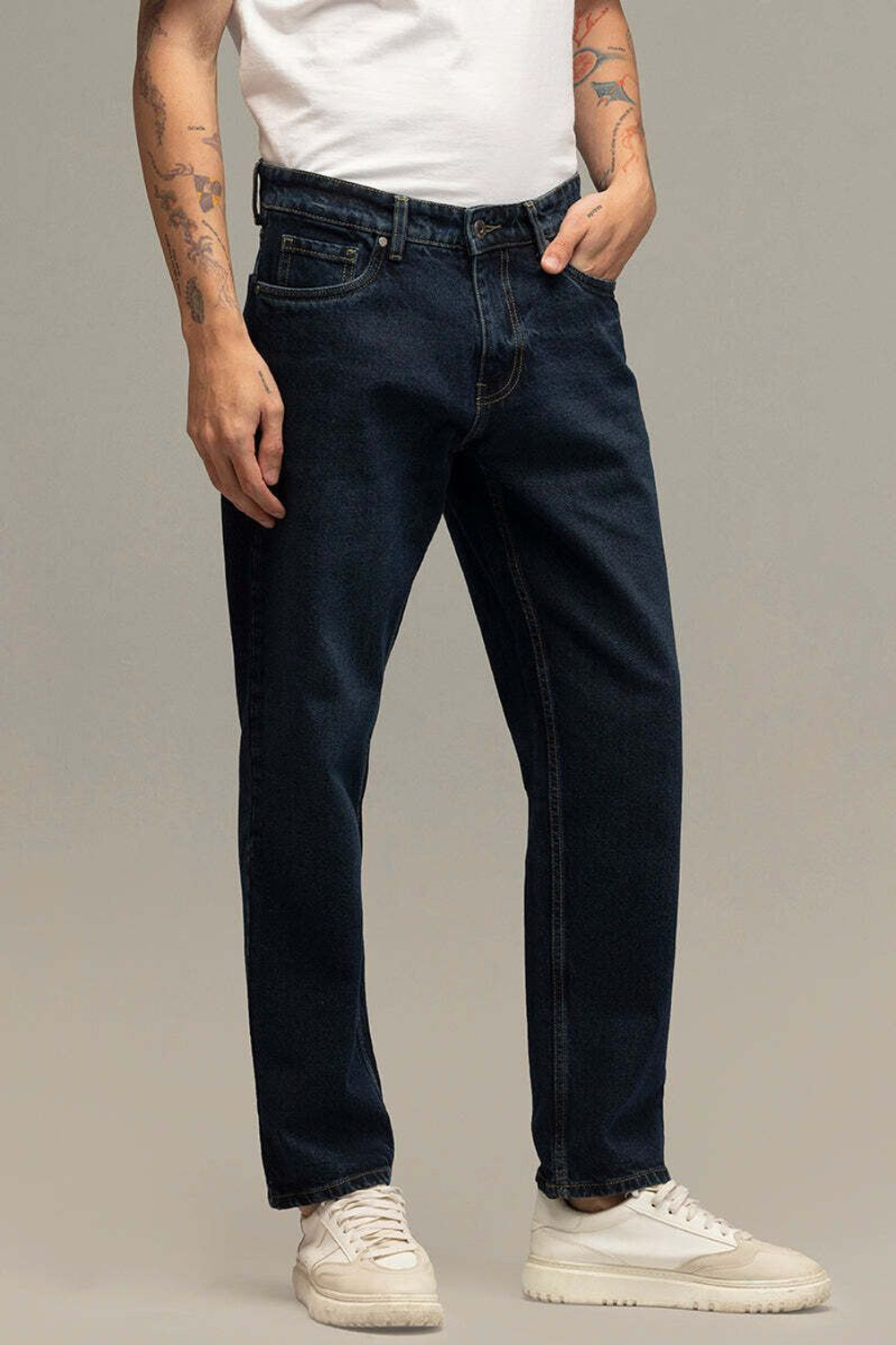 Image of Snitch Relaxed Fit Men Blue Jeans