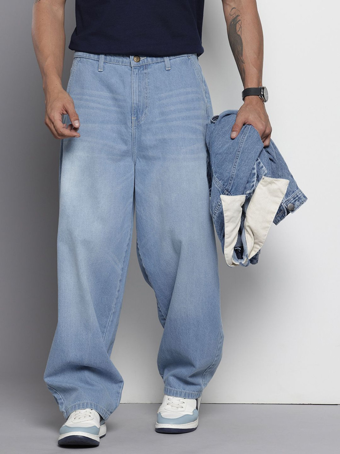 Image of The Indian Garage Co. Loose Fit Men Blue Jeans