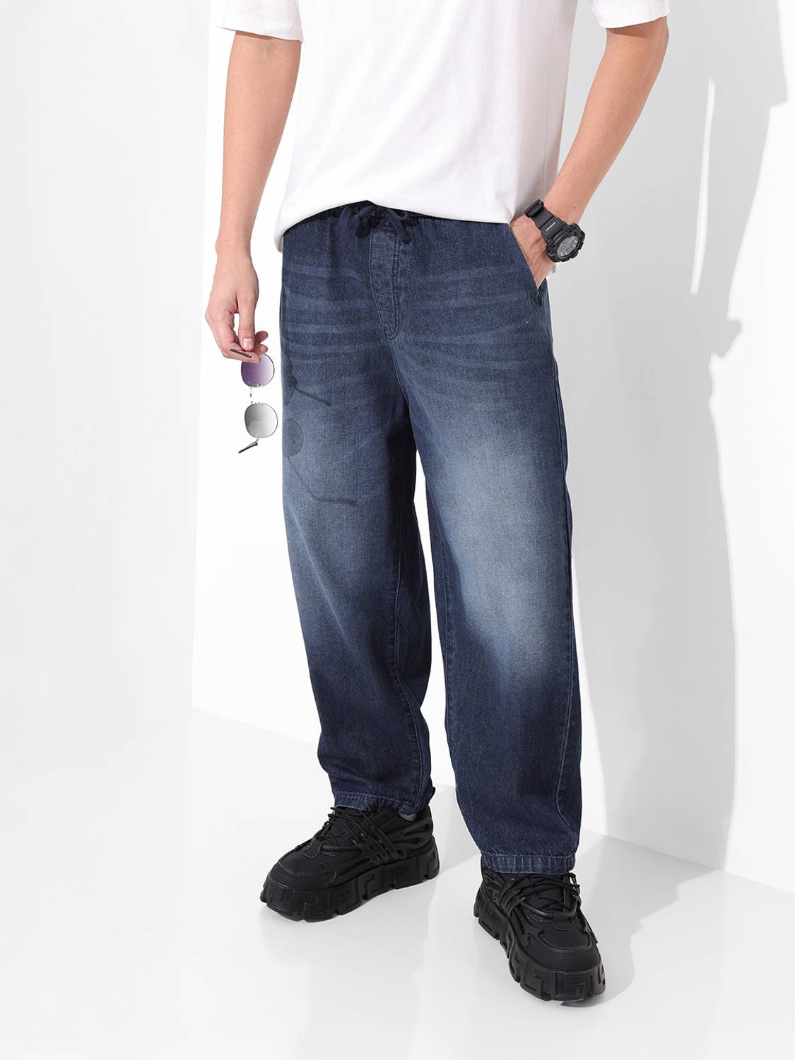 The Indian Garage Co. Loose Fit Men Blue Jeans - Image 1