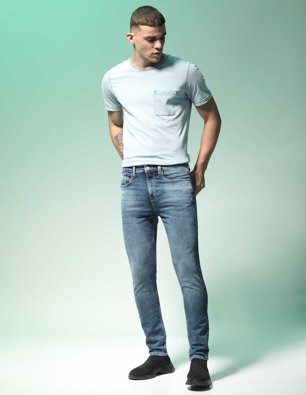 Image of FLYING MACHINE Straight Fit Men Blue Jeans
