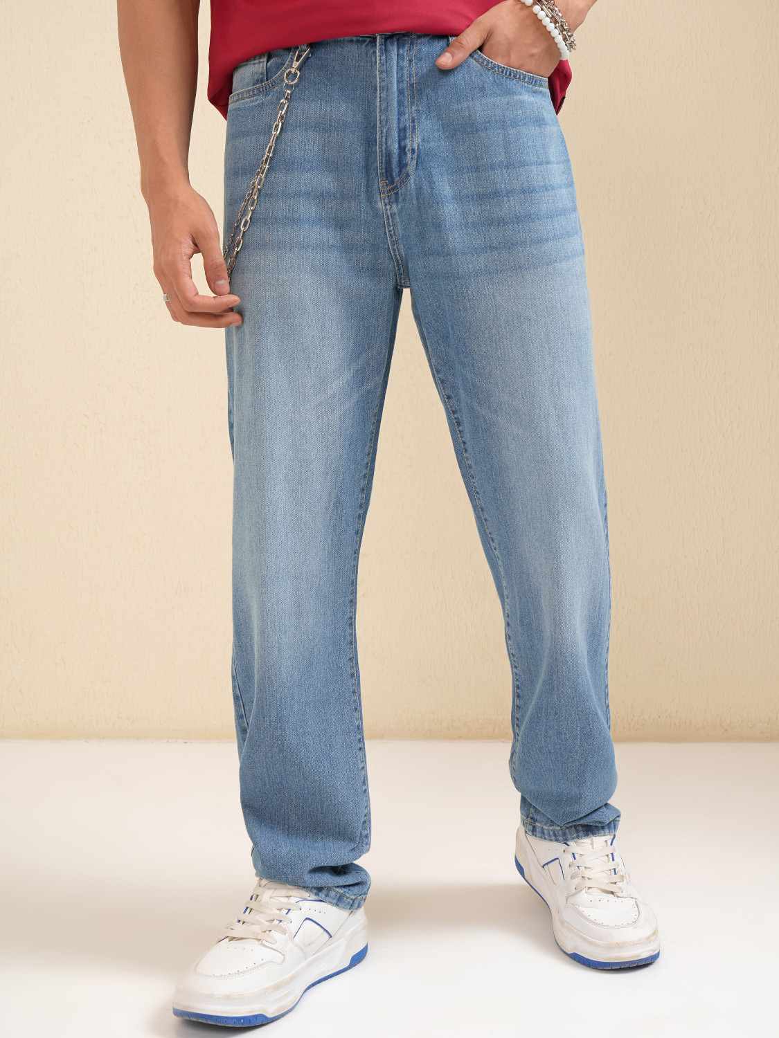 Image of HIGHLANDER Straight Fit Men Light Blue Jeans