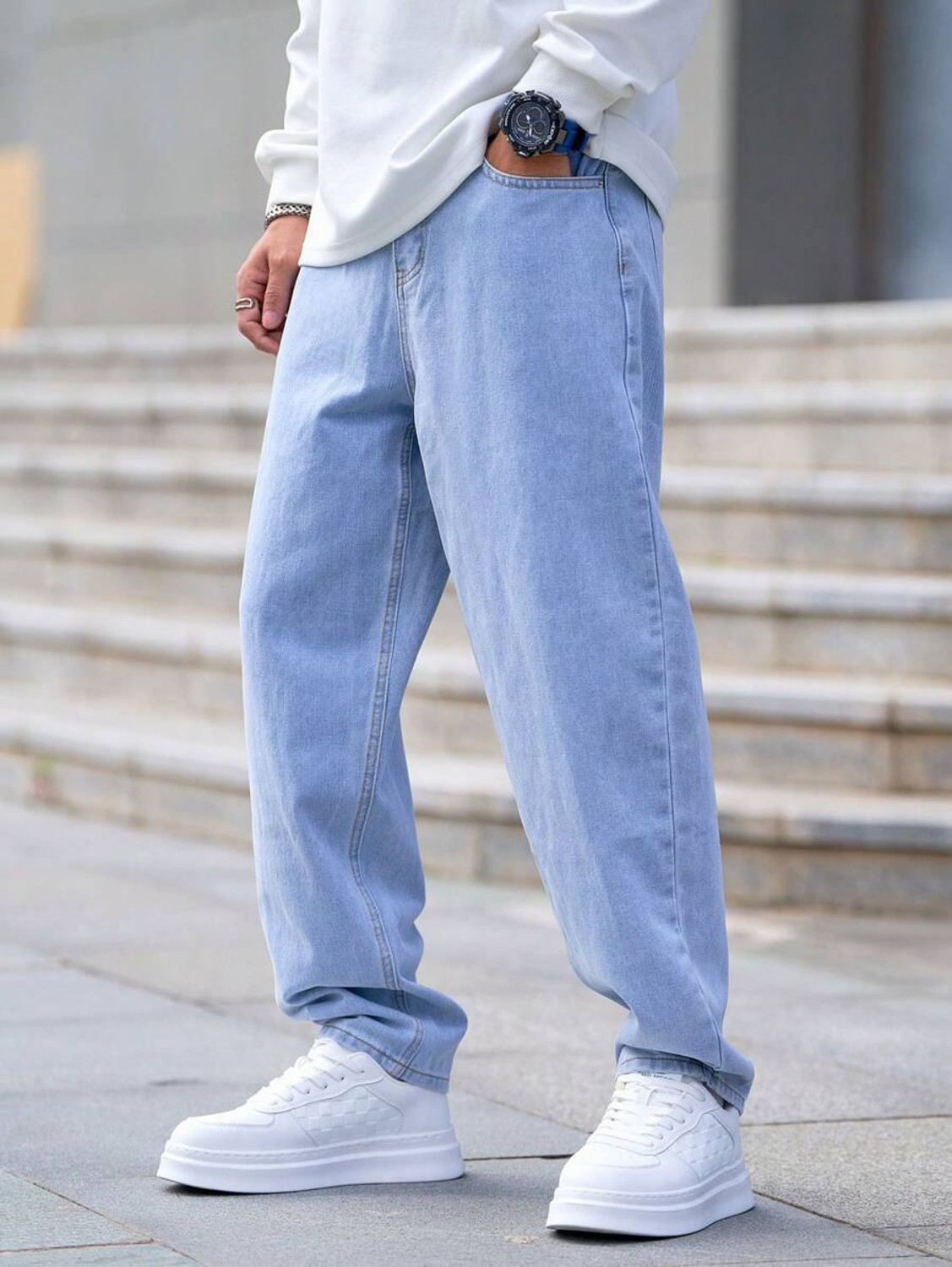 Image of DENIM LOOK Loose Fit Men Light Blue Jeans