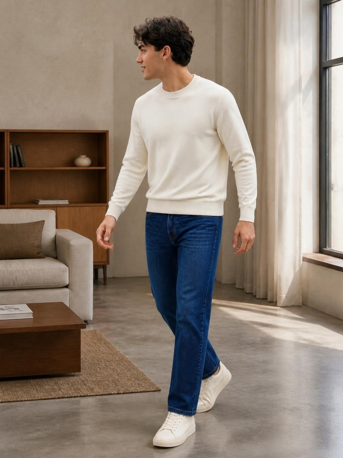 Image of SPARKY Men Straight Fit Mid Rise Dark Blue Jeans