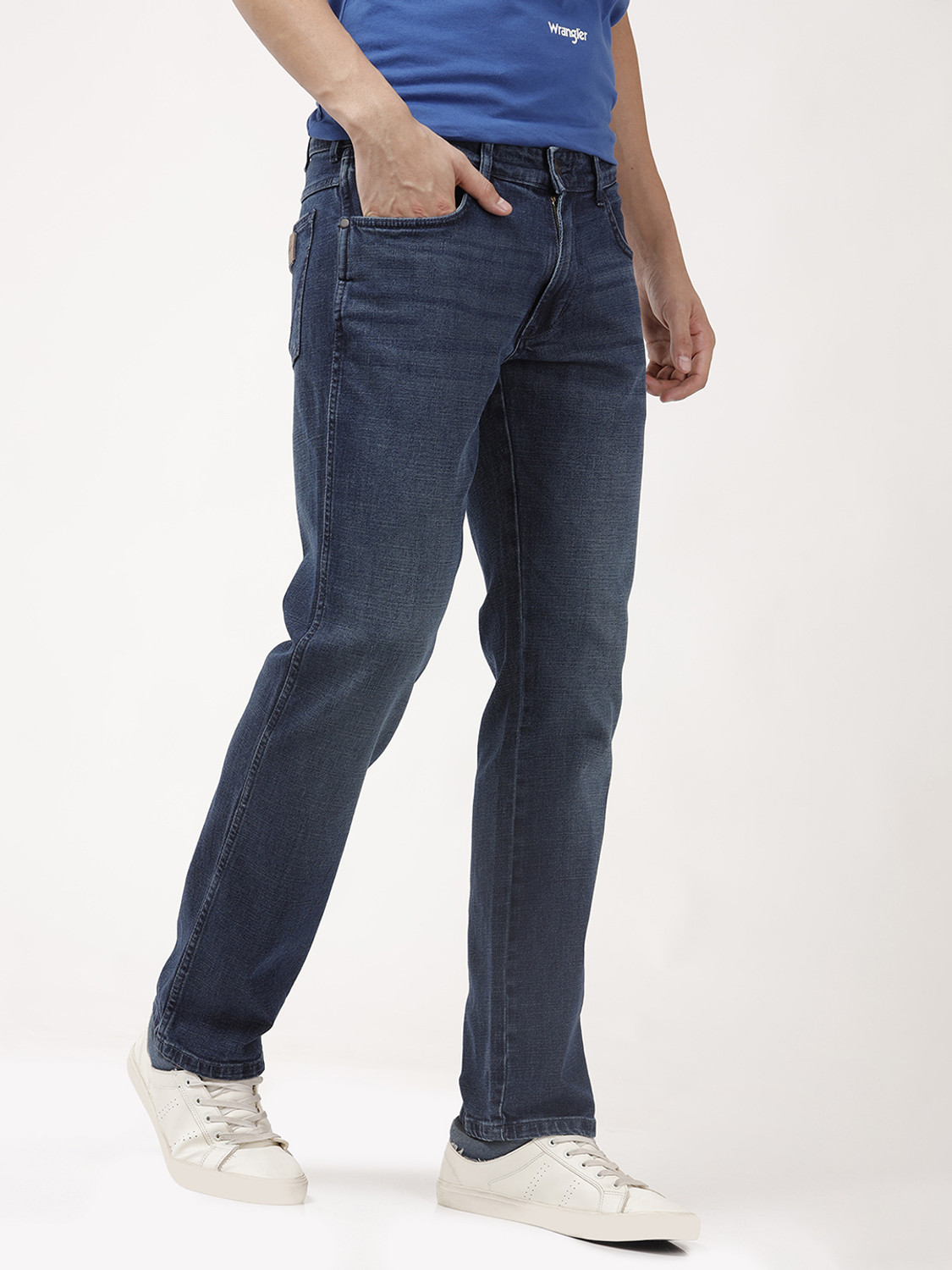 Image of Wrangler Regular Men Blue Jeans