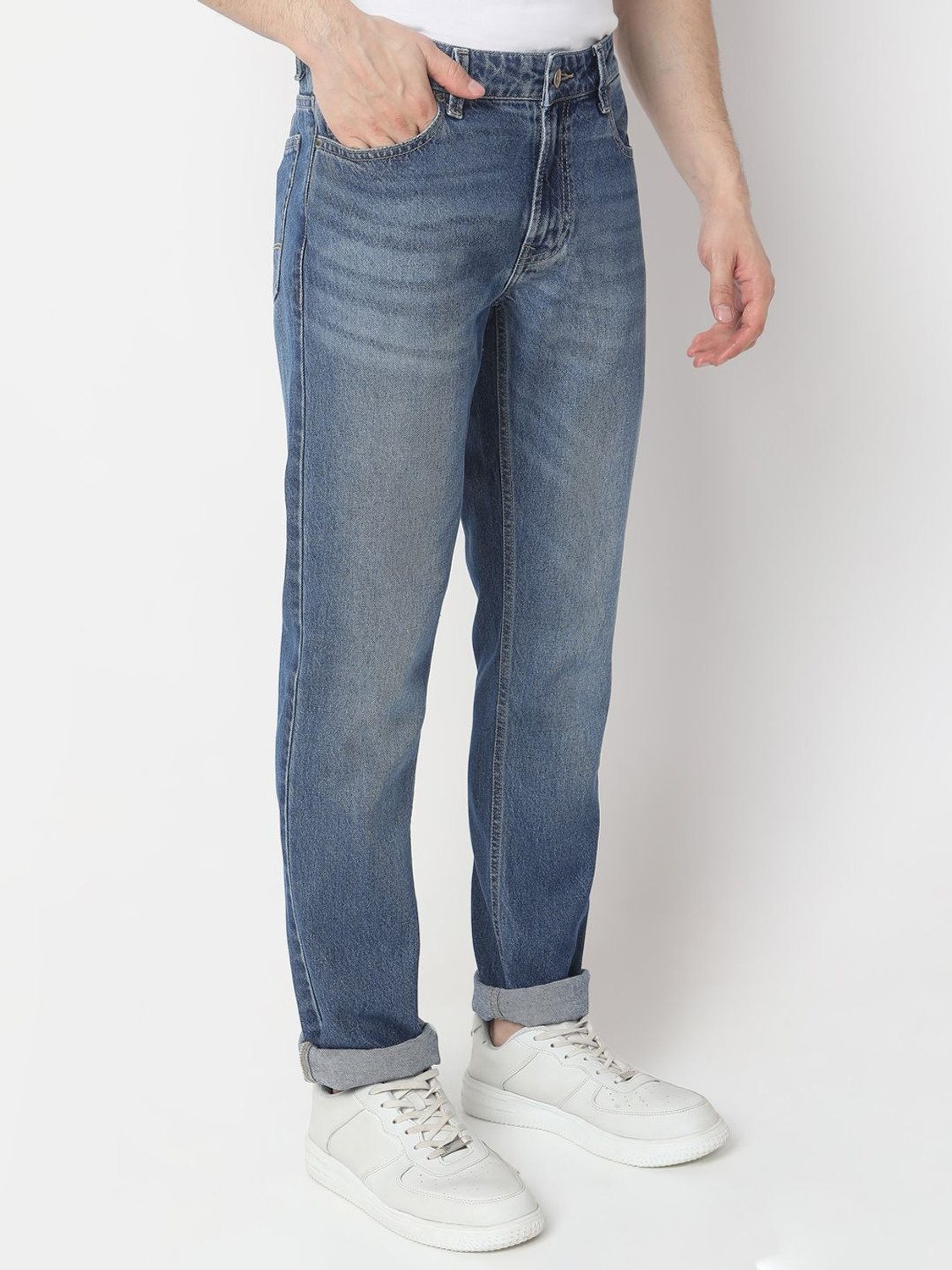 Image of Spykar Regular Men Blue Jeans