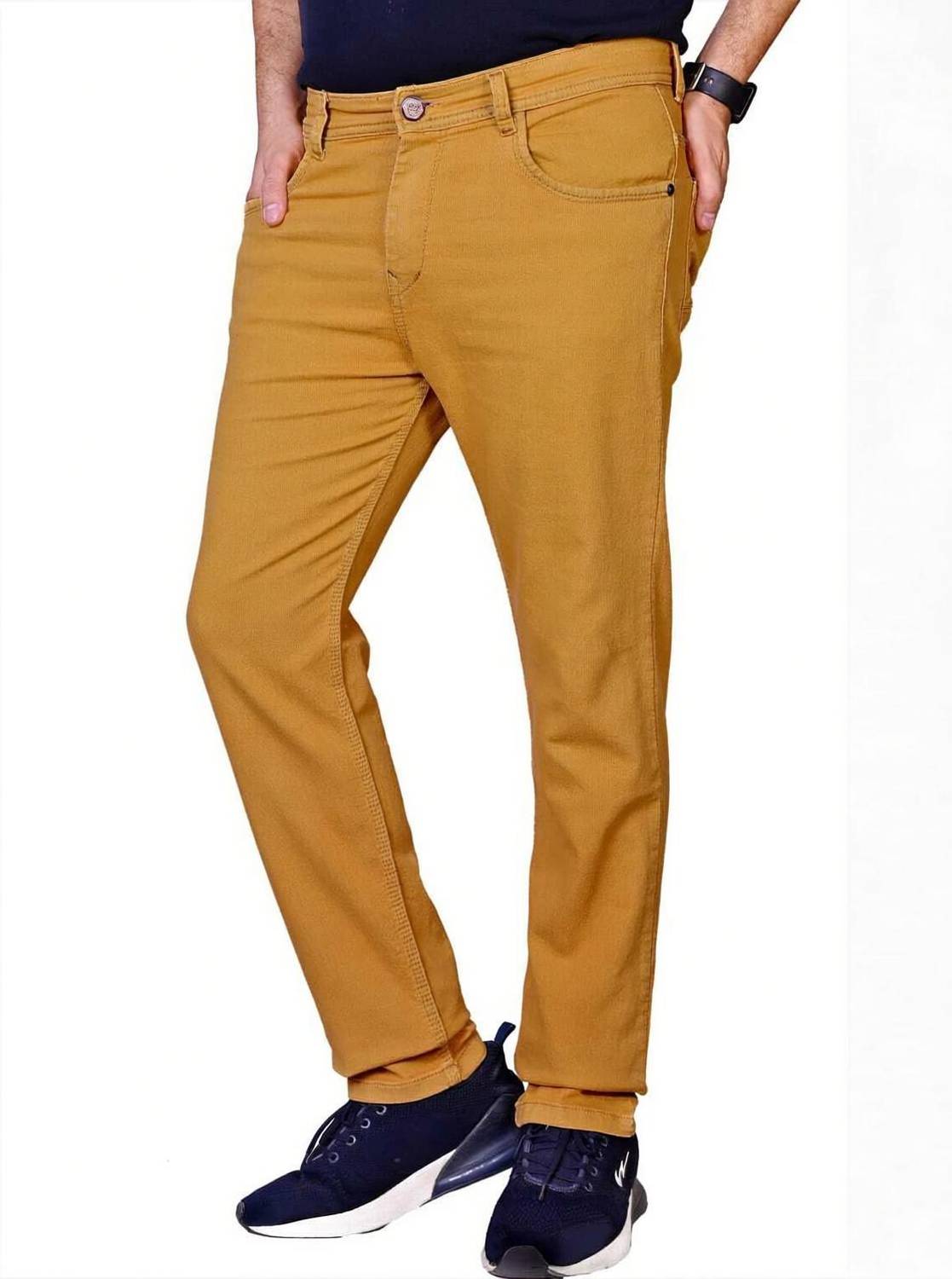 BASE-CROWD Slim Men Yellow Jeans