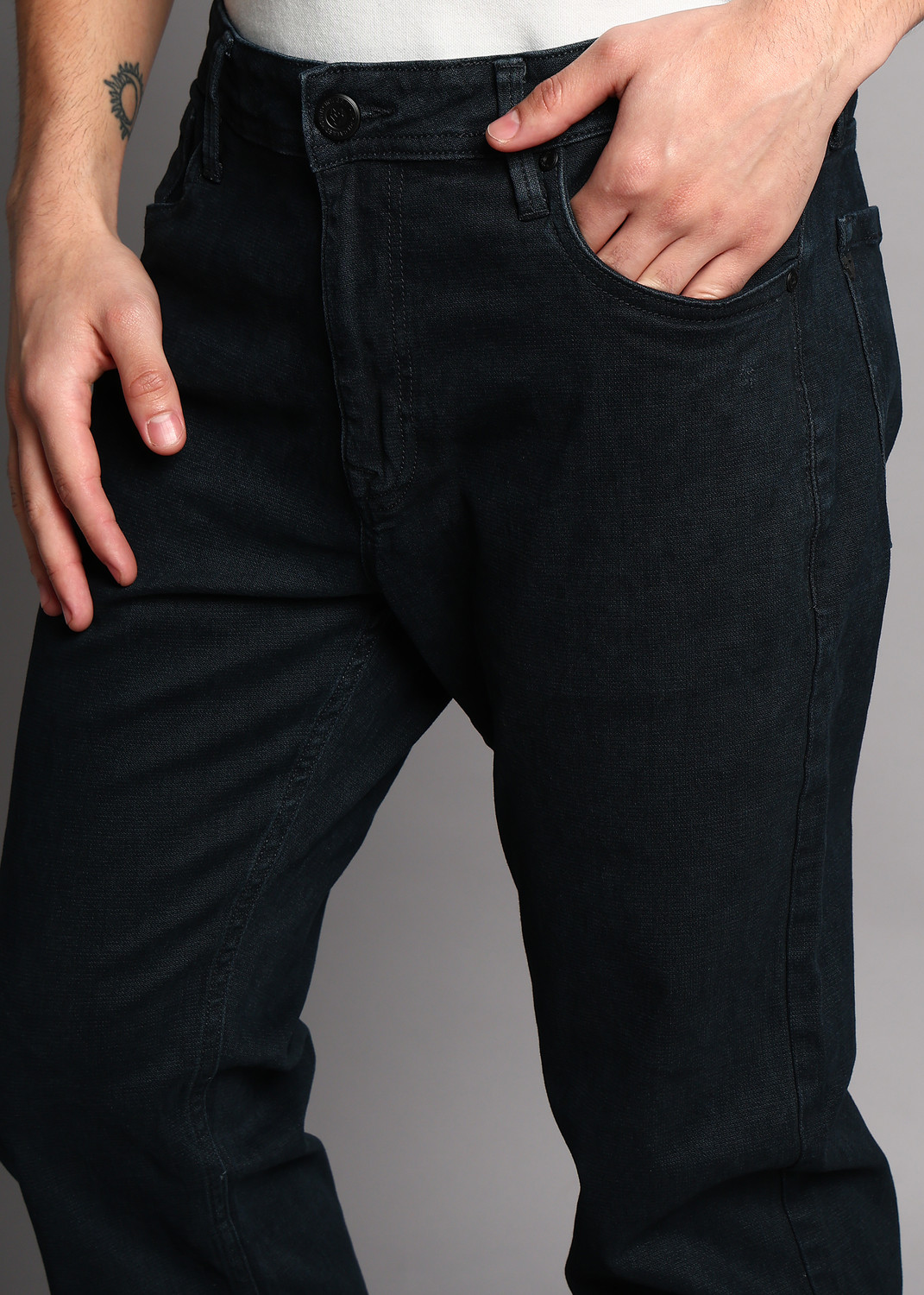 Image of INTEGRITI Men Straight Fit Mid Rise Dark Blue Jeans