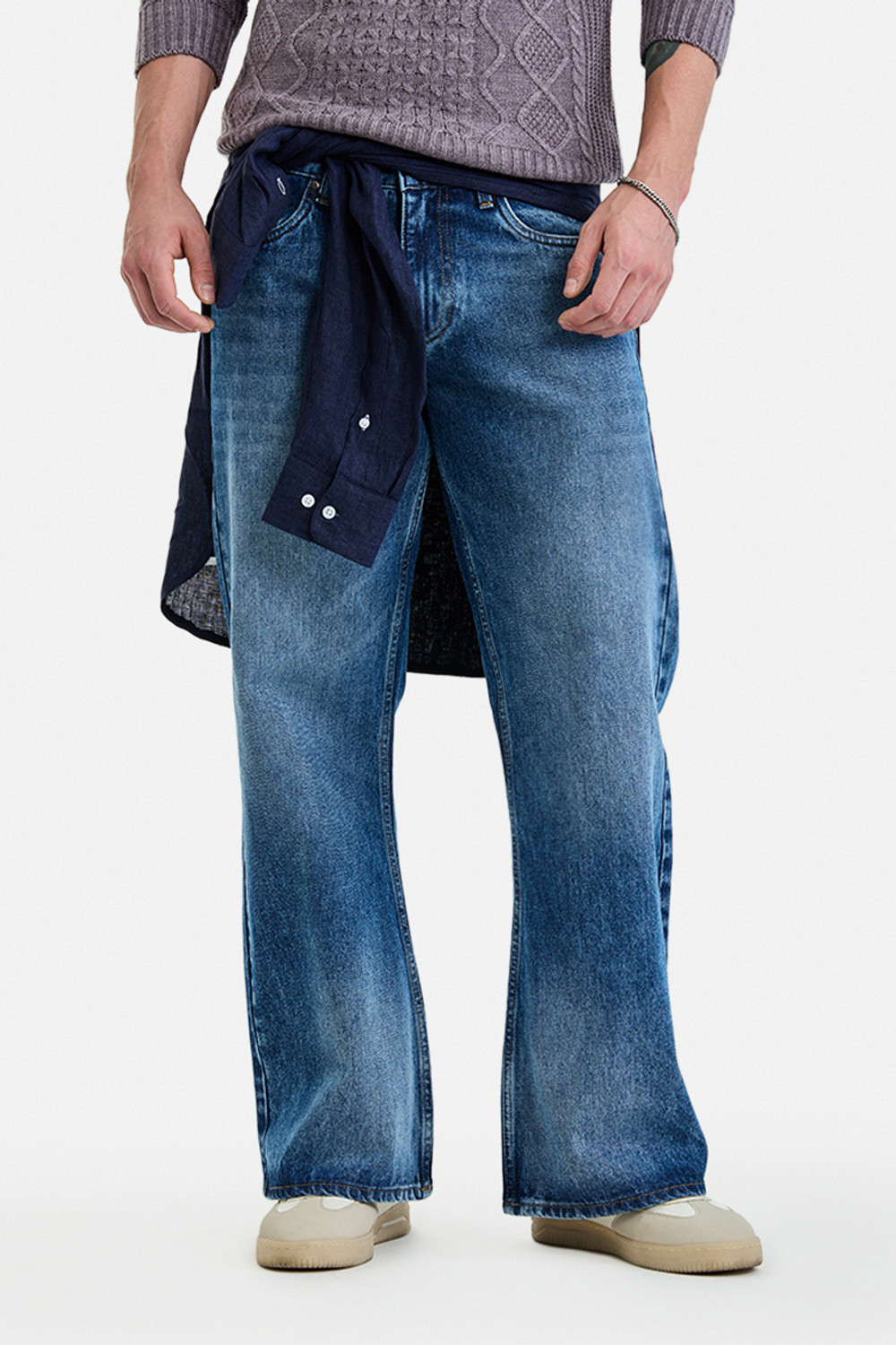 Image of Snitch Flared Men Blue Jeans