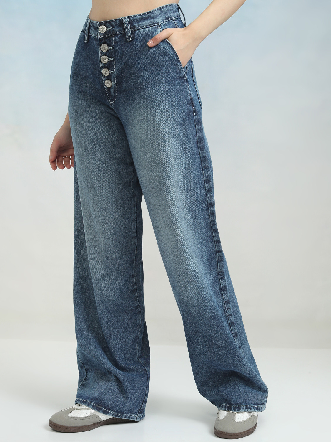 Image of Tokyo Talkies Flared Women Blue Jeans