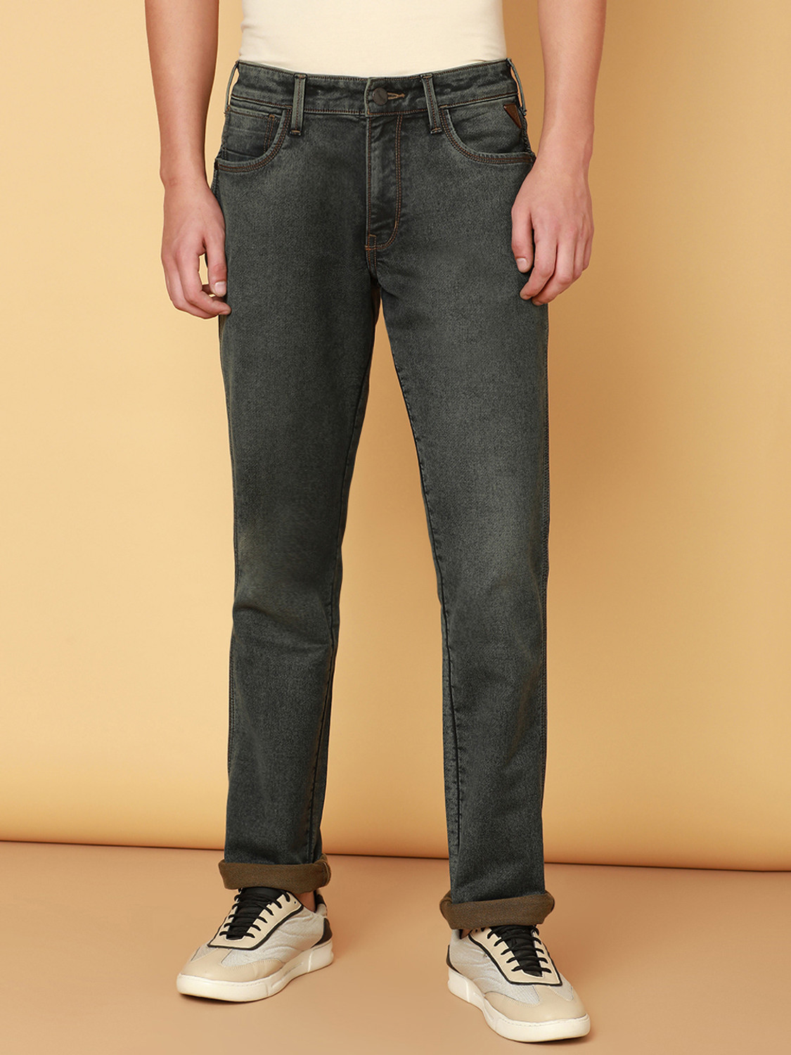 Image of Wrangler Regular Men Grey Jeans