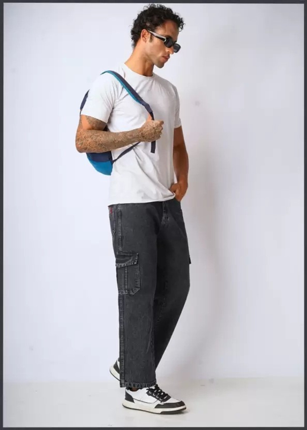 Image of Playfeel Relaxed Fit Men Grey Jeans