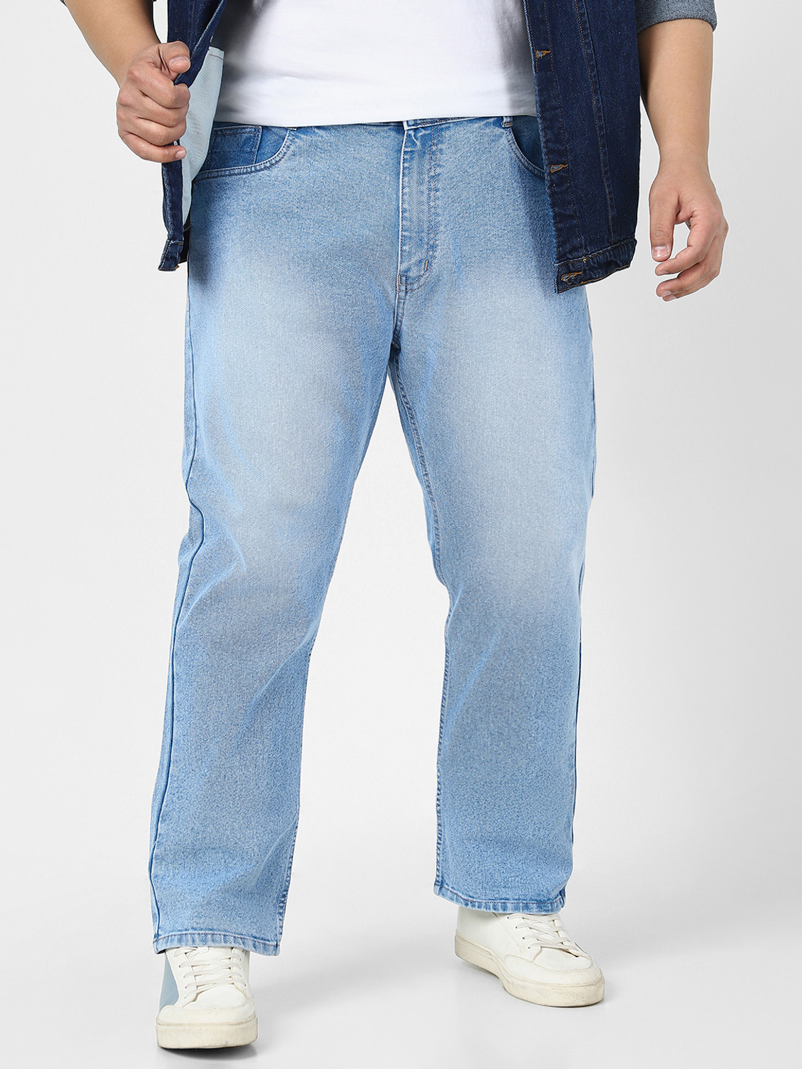 Image of Urbano Plus Straight Fit Men Light Blue Jeans