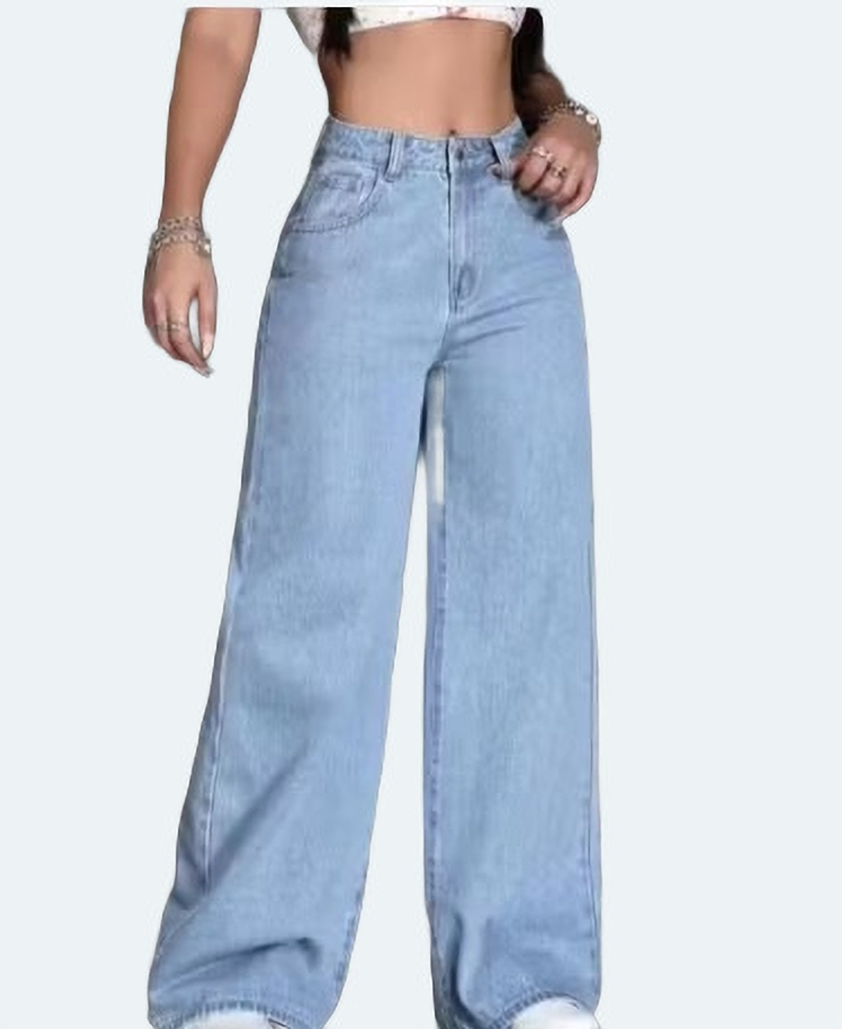 Image of Dollfashion Loose Fit Women Blue Jeans