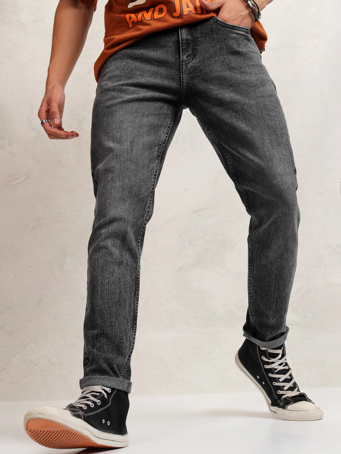 Image of HIGHLANDER Tapered Fit Men Grey Jeans
