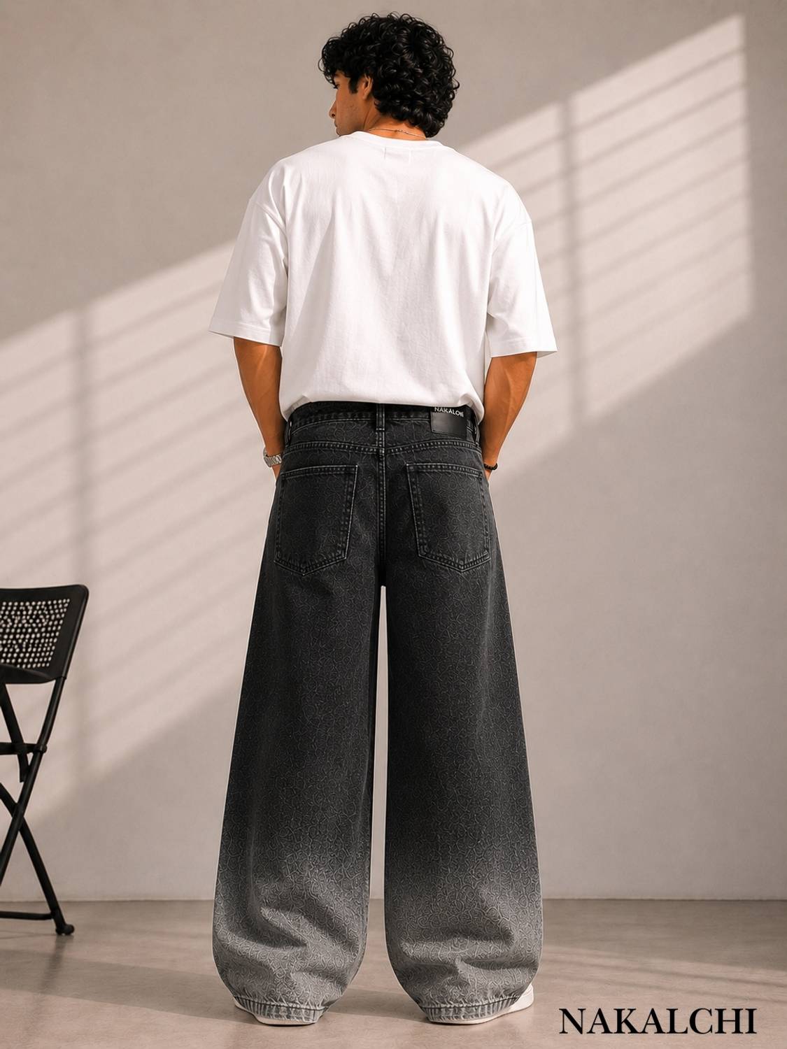 Nakalchi Wide Leg Men Black, Grey Jeans - Image 2