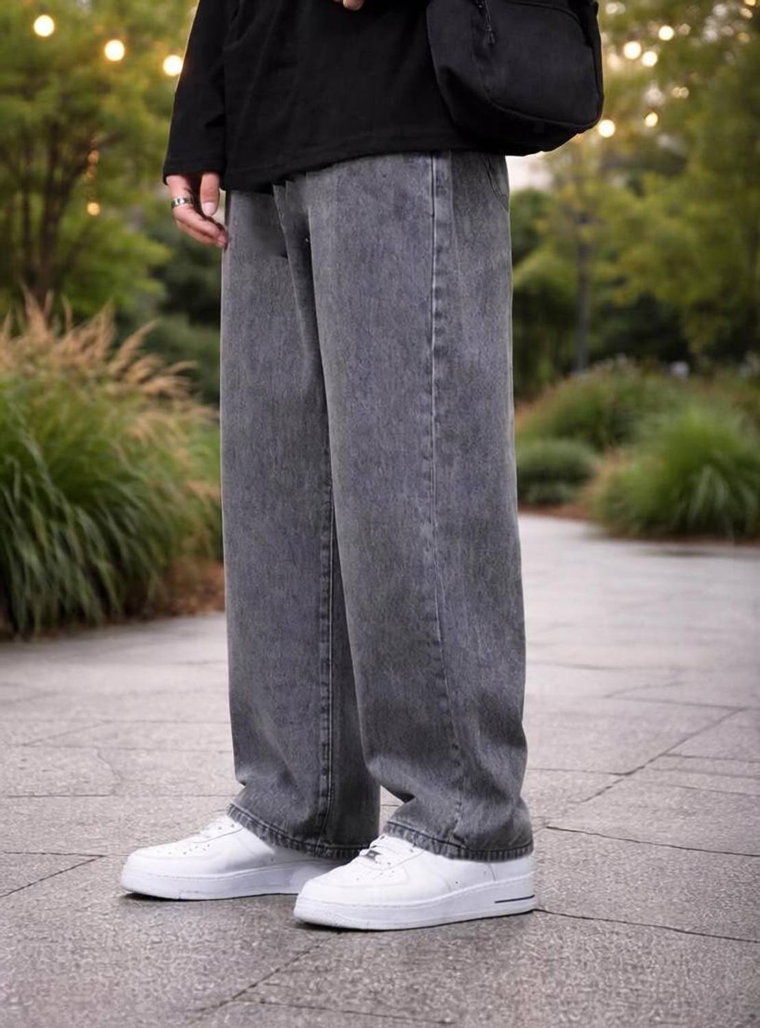 Pahiraav Loose Fit Men Grey Jeans - Image 1