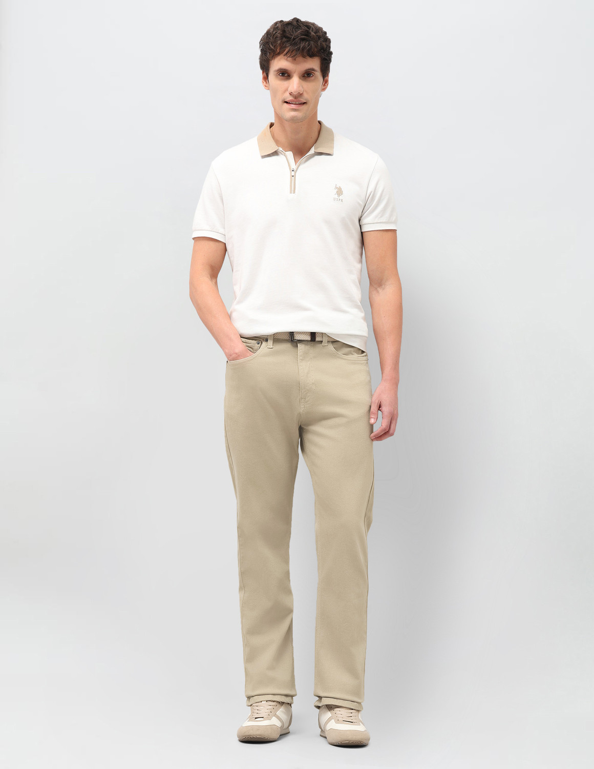 Image of U.S. Polo Assn. Denim Co. Boot-Leg Men Beige Jeans