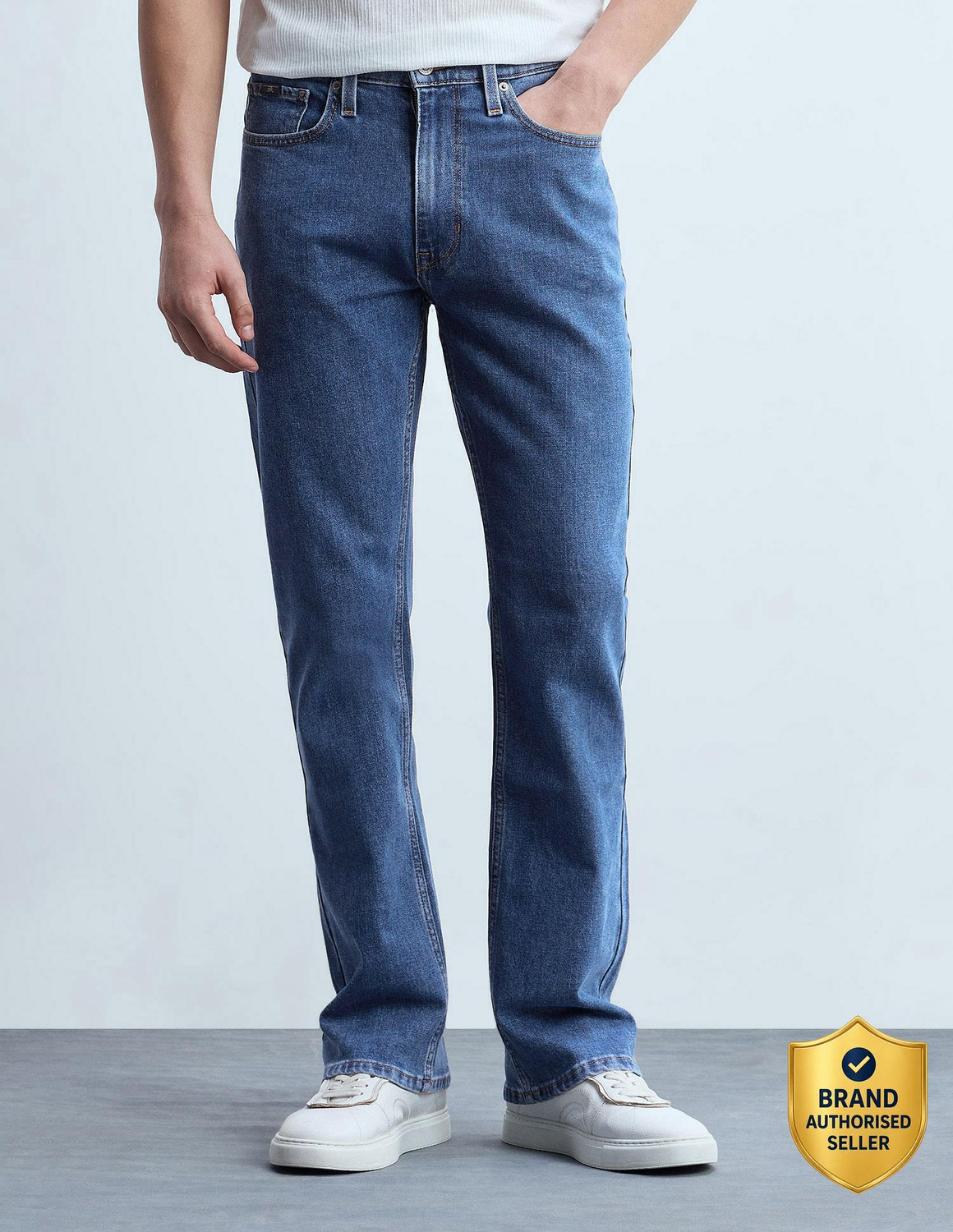 Image of FLYING MACHINE Boot-Leg Men Blue Jeans