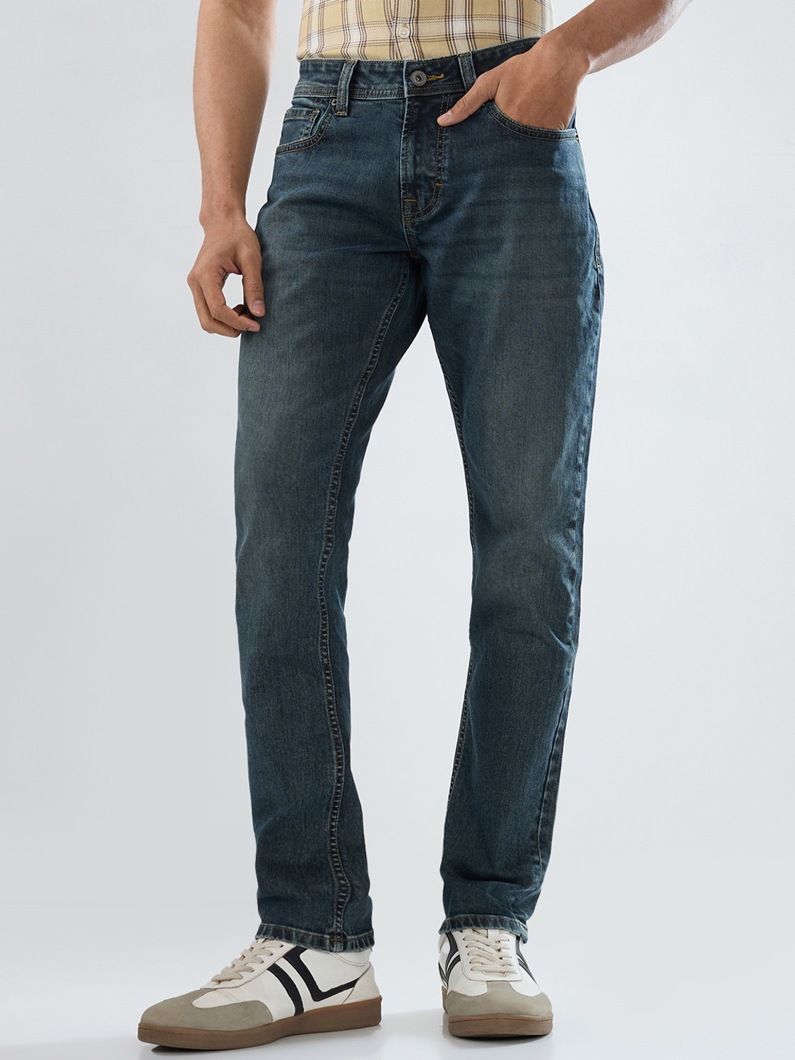 Image of Spykar Men Slim Low Rise Brown Jeans