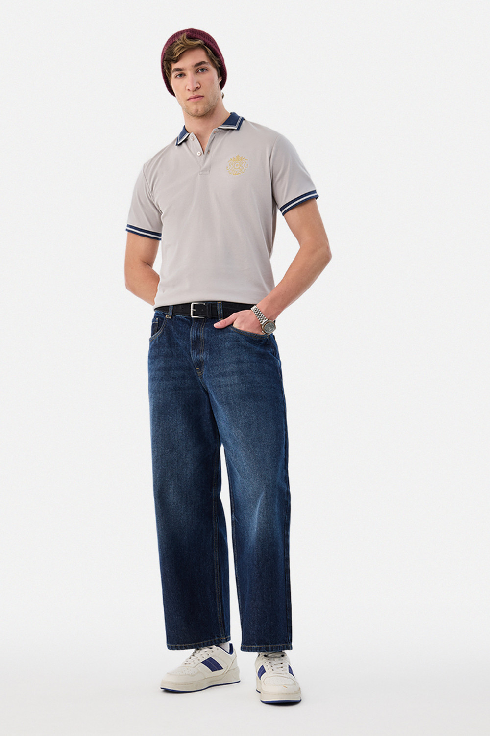 Image of Snitch Relaxed Fit Men Dark Blue Jeans