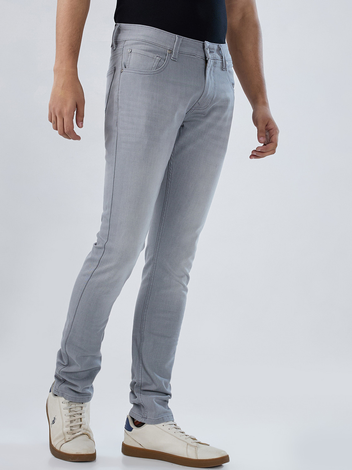 Image of Spykar Men Skinny Low Rise Grey Jeans
