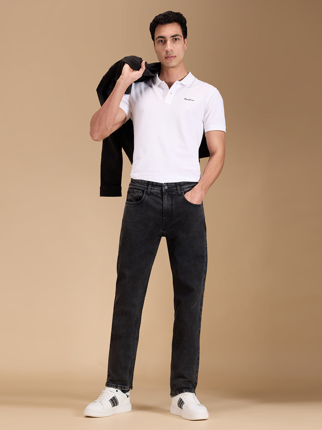 Image of Pepe Jeans Straight Fit Men Black Jeans